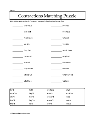 Contraction Matching Puzzle