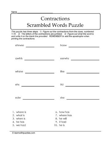 Jumbled Word Puzzle