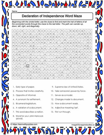 Declaration Word Maze Puzzle #01