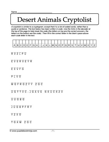 More Desert Animals Puzzle