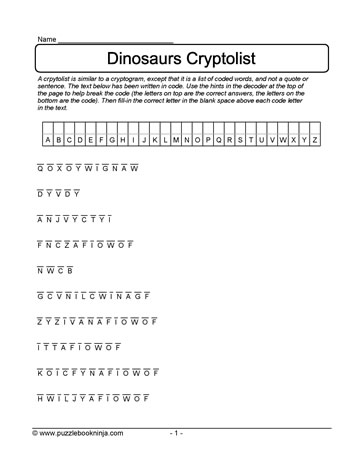 Dinosaur Cryptolist Puzzle