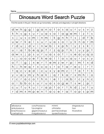 Dinosaur Word Find 