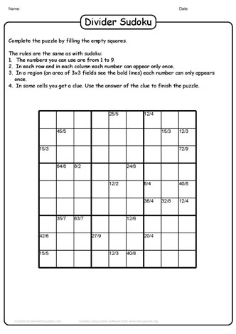Division Sudoku Puzzle-04