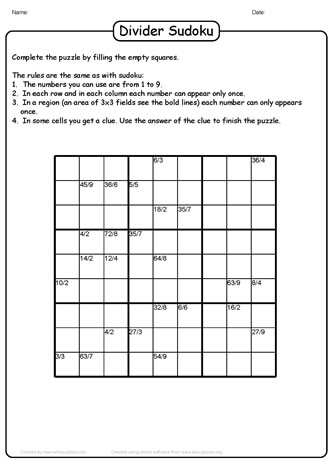 Division Sudoku Puzzle-05