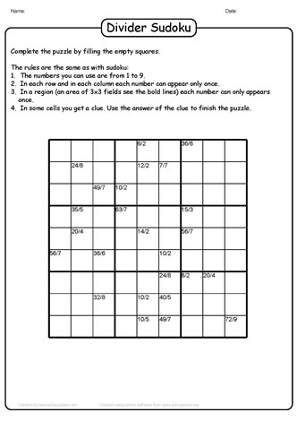 Division Sudoku Puzzle-06