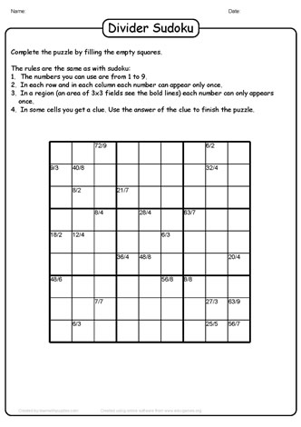 Division Sudoku Puzzle-07