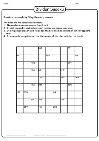 Division Sudoku Puzzle-08