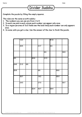 Division Sudoku Puzzle-09