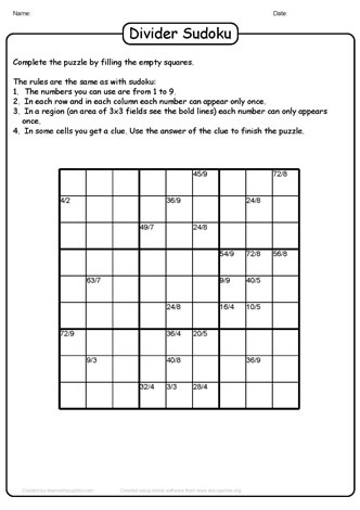 Division Sudoku Puzzle-10