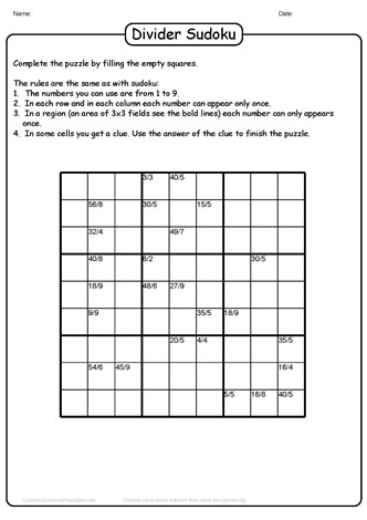 Division Sudoku Puzzle-13