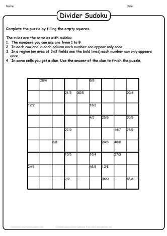 Division Sudoku Puzzle-15