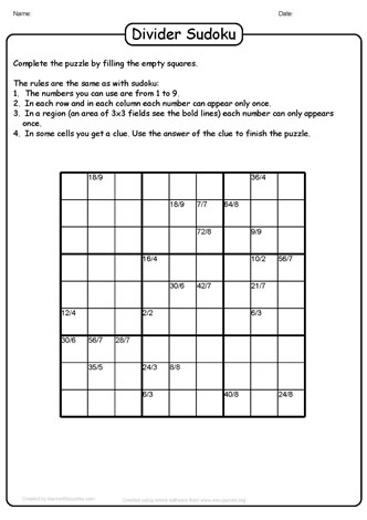 Division Sudoku Puzzle-16