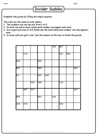 Division Sudoku Puzzle-17