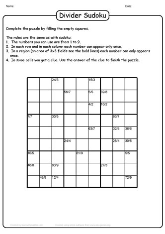 Division Sudoku Puzzle-21