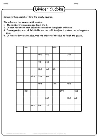 Division Sudoku Puzzle-22