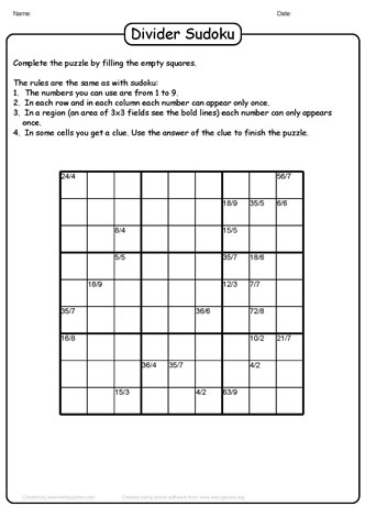 Division Sudoku Puzzle-24