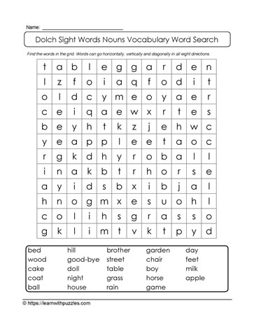 Sight Words Word Search #02