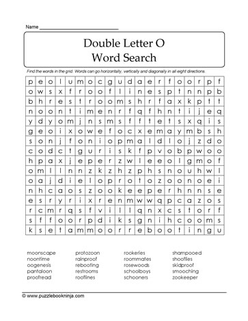 Double Letter O Words Search