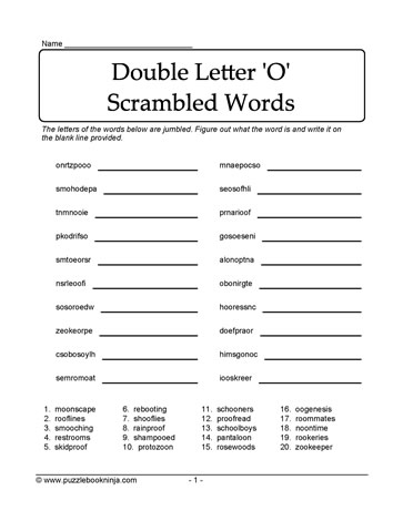 Jumbled Double Letters