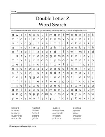 Double Letter Z WordSearch