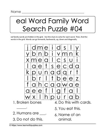 eal Word Family Activity