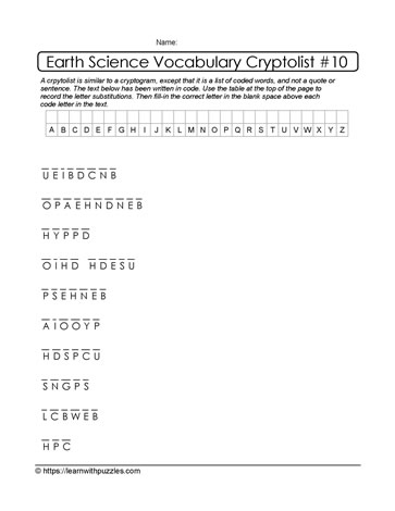 Cryptolist Vocabulary Puzzle