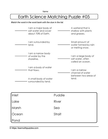 Earth Science Matching Puzzle