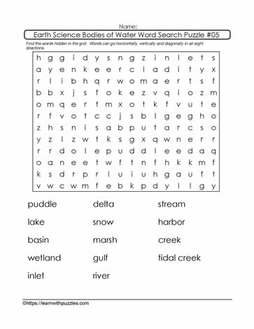 Earth Science Word Search 