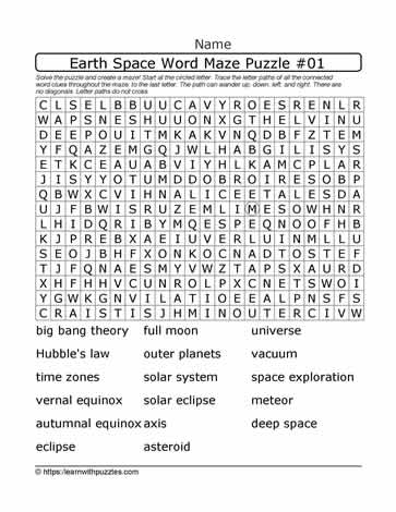 Earth Space Word Maze 01
