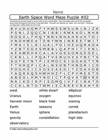 Earth Space Word Maze 02