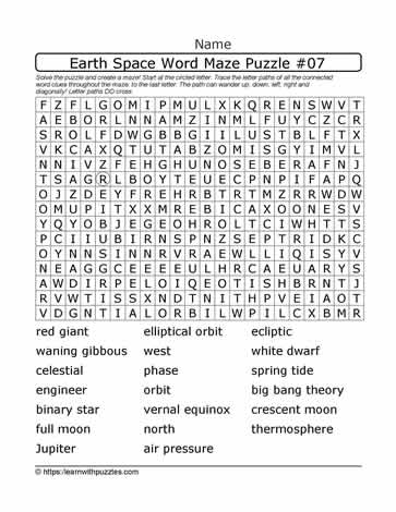 Earth Space Word Maze 07