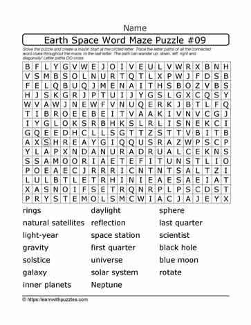 Earth Space Word Maze 09