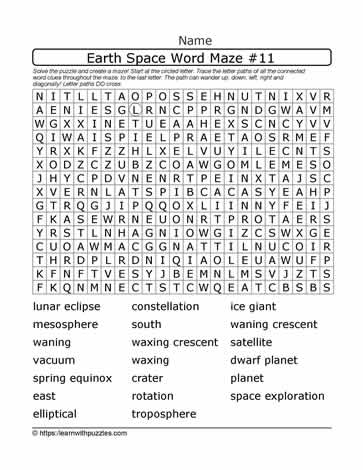 Earth Space Word Maze 11