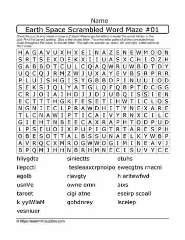 Earth Space Scrambled Word Maze01