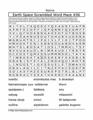 Earth Space Scrambled Word Maze06