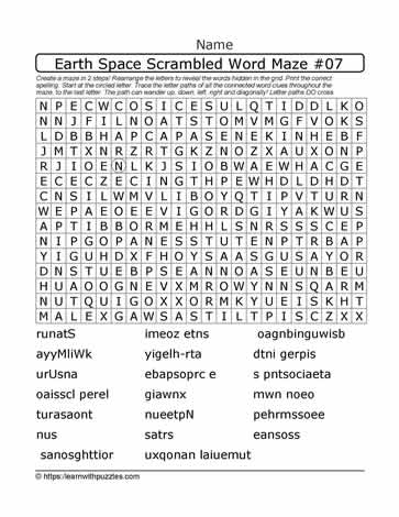 Earth Space Scrambled Word Maze07