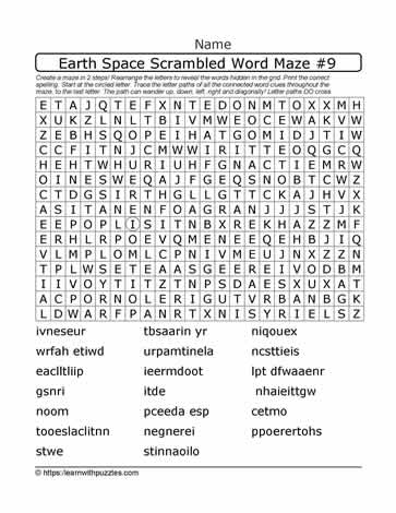 Earth Space Scrambled Word Maze09