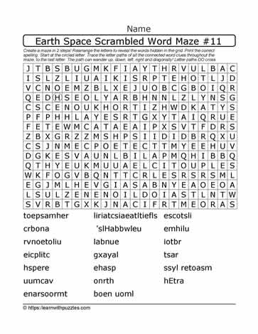Earth Space Scrambled Word Maze11