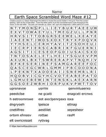 Earth Space Scrambled Word Maze12