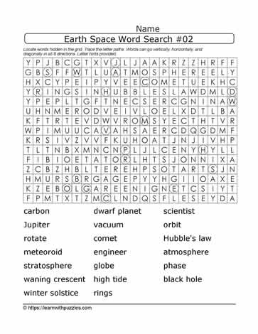 Earth Space Wordsearch 02