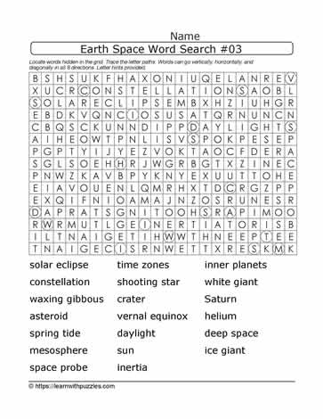 Earth Space Wordsearch 03