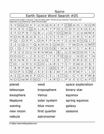Earth Space Wordsearch 05