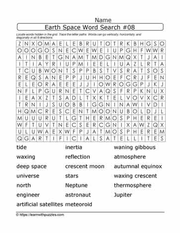Earth Space Wordsearch 08
