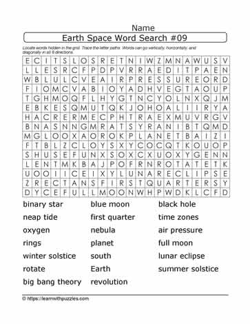 Earth Space Wordsearch 09