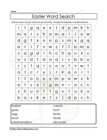 10 Easter Words WordSearch
