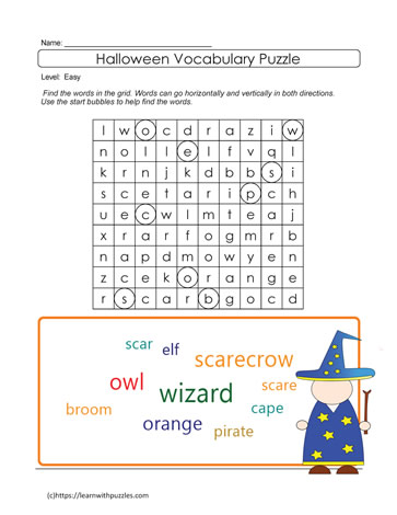 Easy Halloween Word Search #04