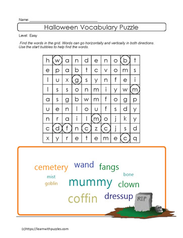 Easy Halloween Word Search #06