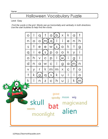 Easy Halloween Word Search #07