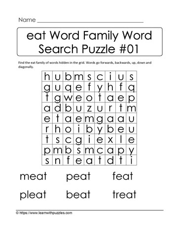 eat Word Family Activity