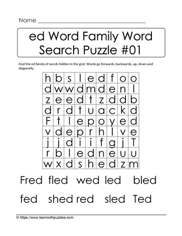 ed Word Family Activity